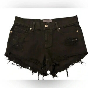Pistola Women's Distressed Black Raw Hem Shorts Tag=27 Actual Sz 31. 100% Cotton